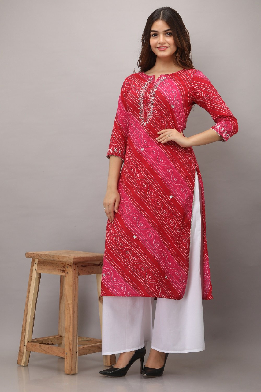 bandhej print kurti